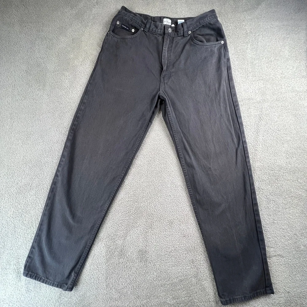 Calvin Klein Jeans Pants Mens 34 Gray Straight Leg Cotton Denim Casual Classic